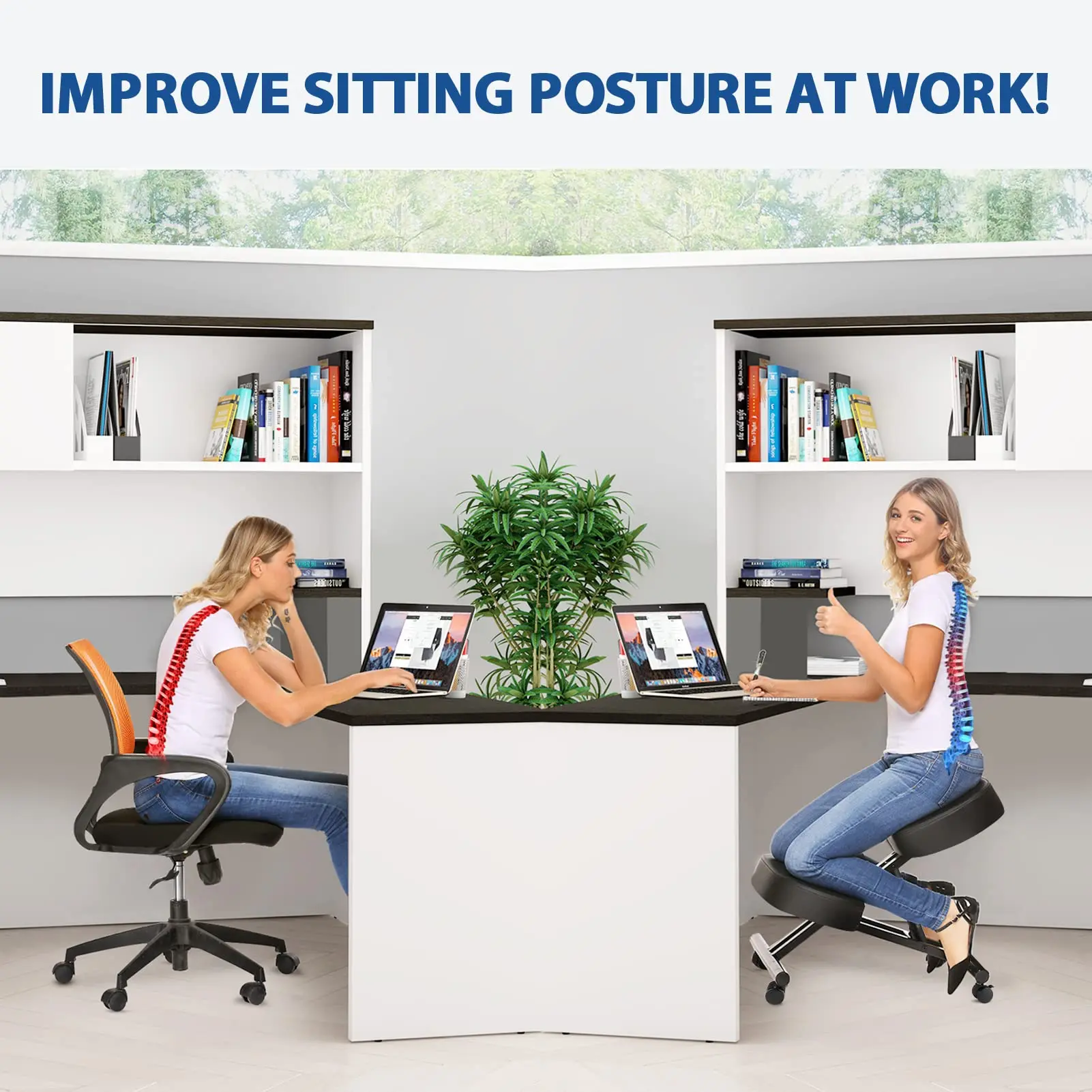 Kneeling Chair Ergonomic for Office, Adjustable Stool for Home and Office - Improve Your Posture with an Angled Seat view 3