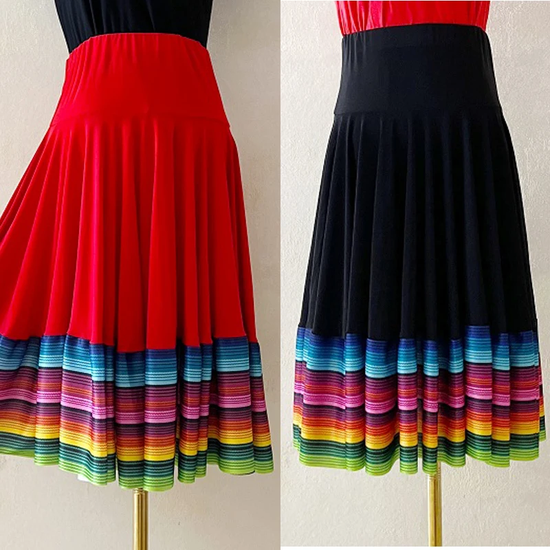 Jupe ort taille haute avec grande balançoire pour danser, Fitn et sport, jupe de danse ethnique tibétaine, Six mètres de Long