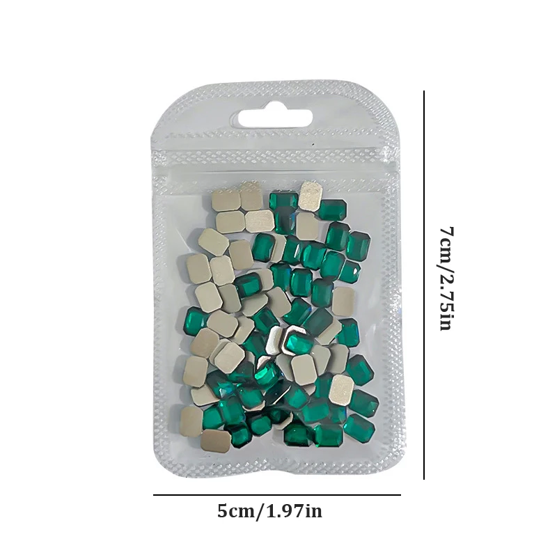 Crystal Rhinestones para Nail Art, costas planas, redondo, octogonal broca, gemas verdes, esmeralda, verde