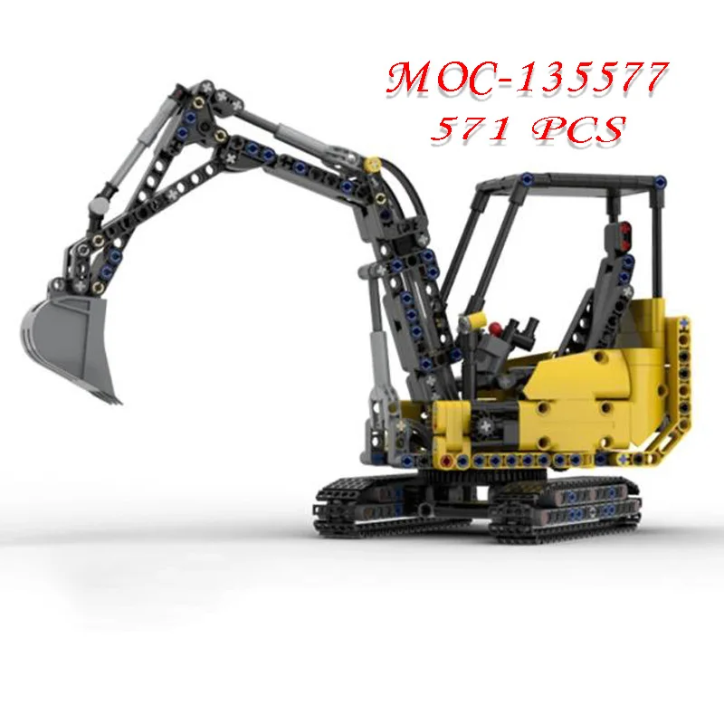 Brand New MOC-135577 Excavator 571PCS Self-locking Building Block Model Building Puzzle Birthday Christmas Toy Gift Ornaments