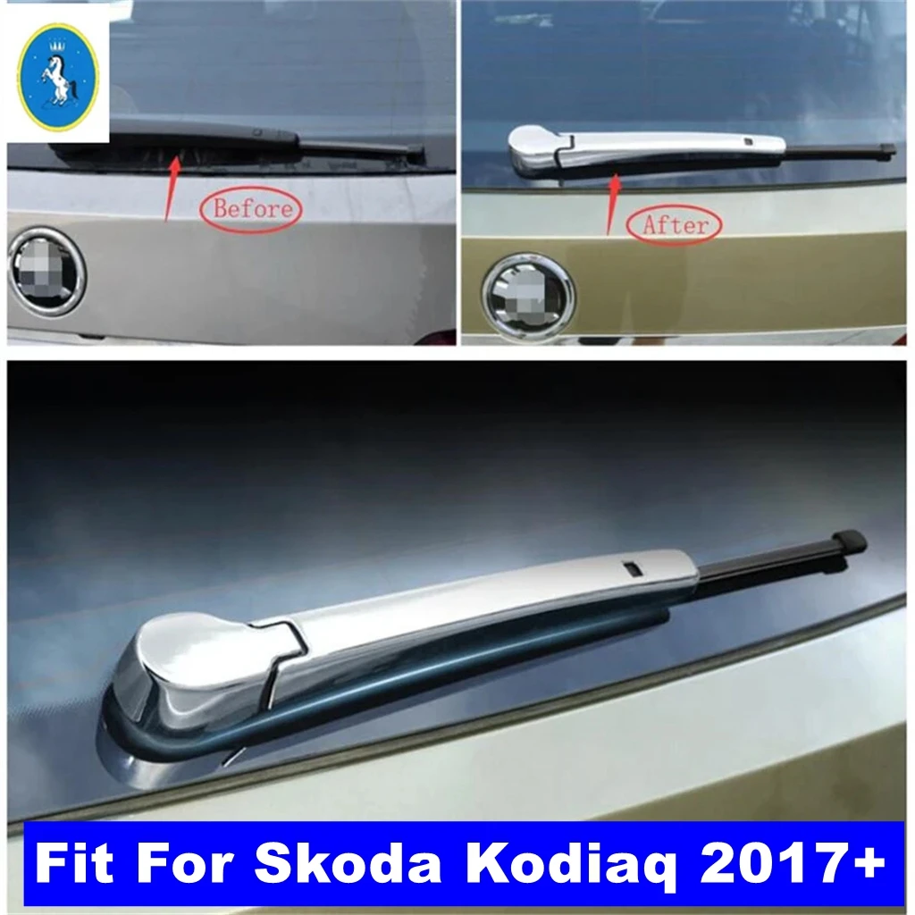 

Chrome Car Rear Window Windscreen Wiper Decoration Cover Trim Fit For Skoda Kodiaq 2017 - 2023 Exterior Accessories Refit Kit