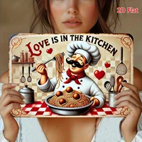 Cartel decorativo retro de cocinero «Love in the Kitchen»
