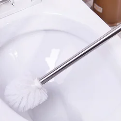 1 paquete de escobilla de baño de acero inoxidable 304, soporte para cabezal de escobilla de baño para limpieza de WC, accesorio de baño cromado, ergonómico