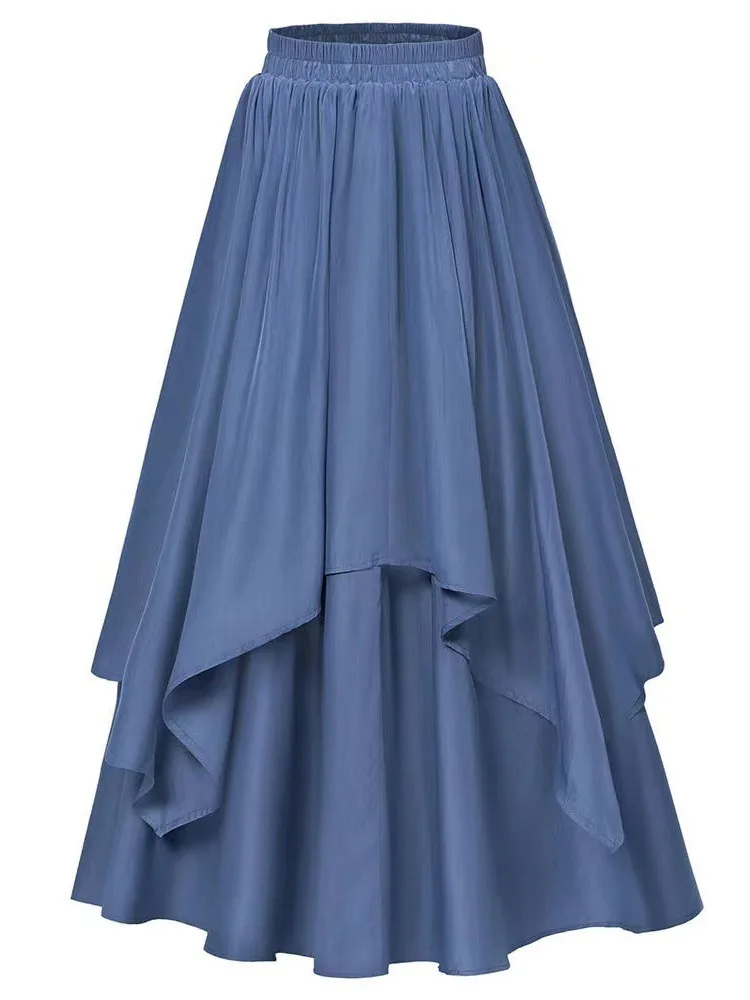 Casual asymmetrische rok met elastische taille Comfortabele loszittende damesrok Geen zomercollectie Onregelmatige rok