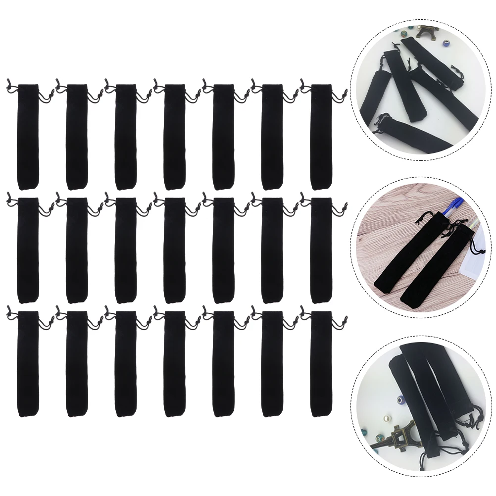 

100 Pcs Pencil Pouch Black Velvet Case Holder Penholder Small Bag Sleeve Single Office