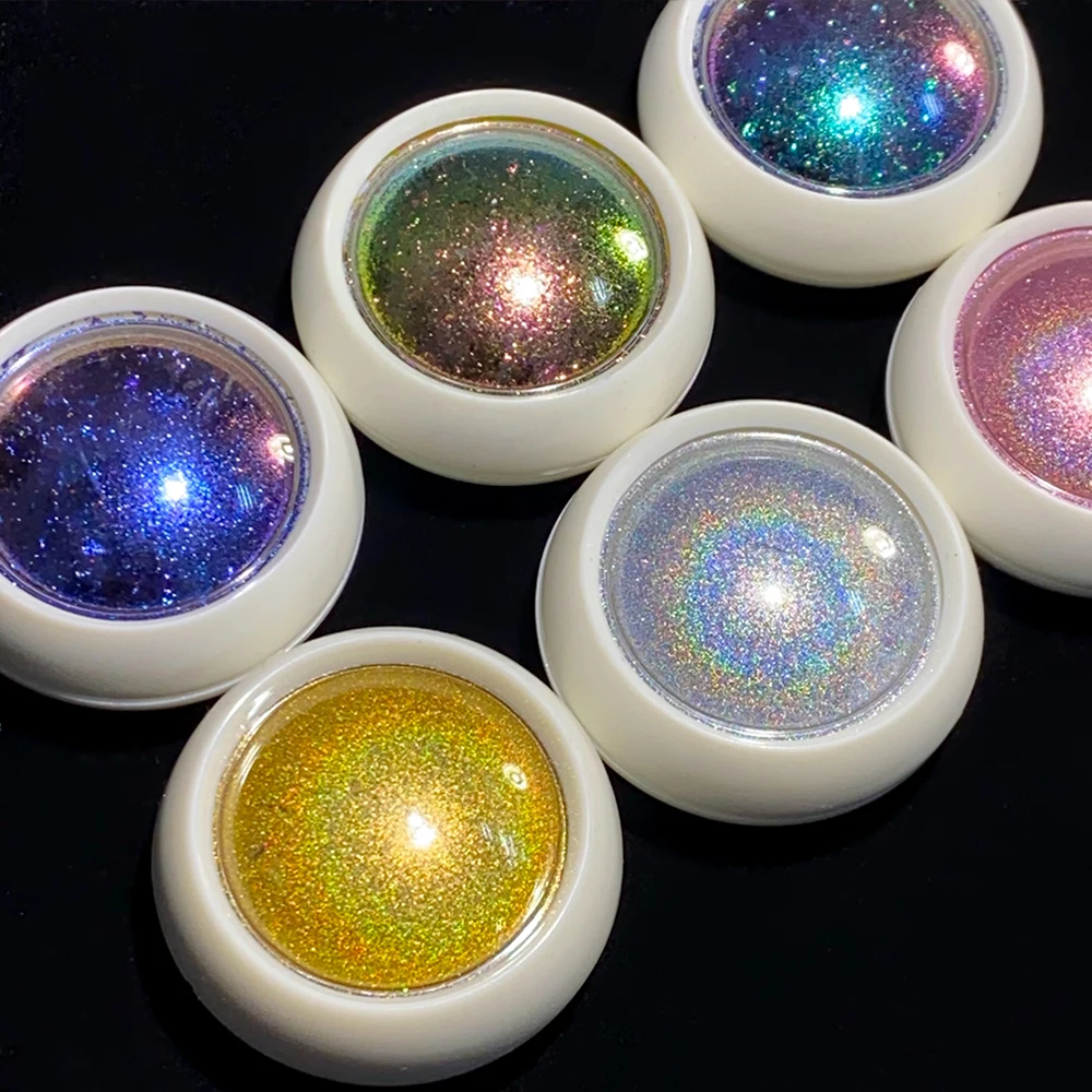 6/8 stuks Rainbow Chameleon Chrome Nail Glitter Poeder Set Goud Zilver Metallic Spiegel Laser Nagelpoeder Oogverblindende Glitter Pigmenten