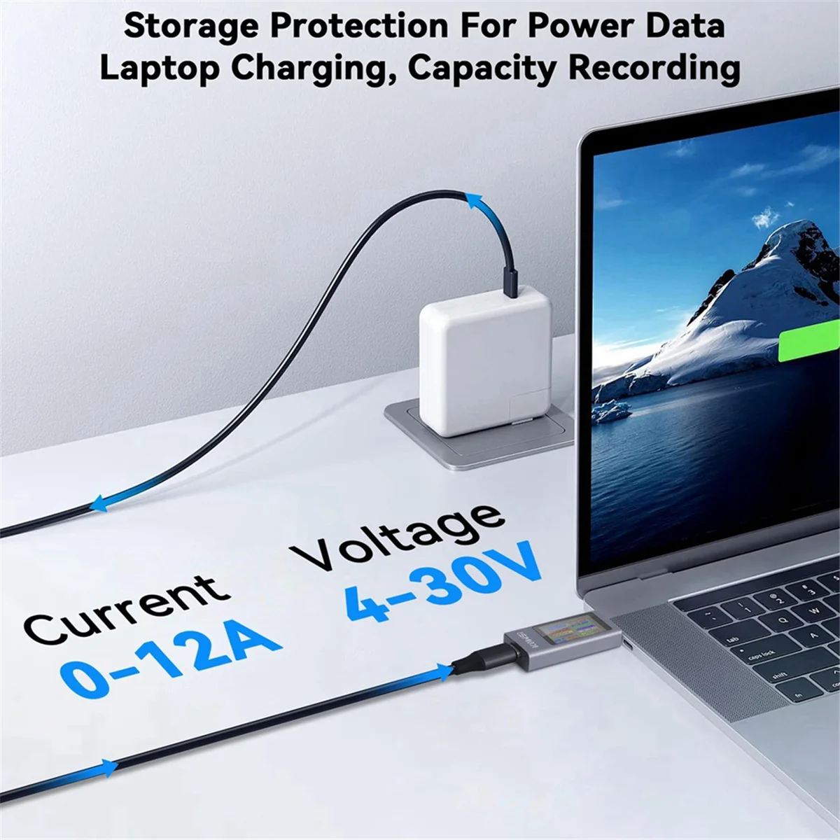 جهاز قياس الطاقة T88C USB C، مقياس رقمي متعدد مع شاشة ملونة كبيرة، جهاز قياس الجهد والتيار للشواحن والطاقة