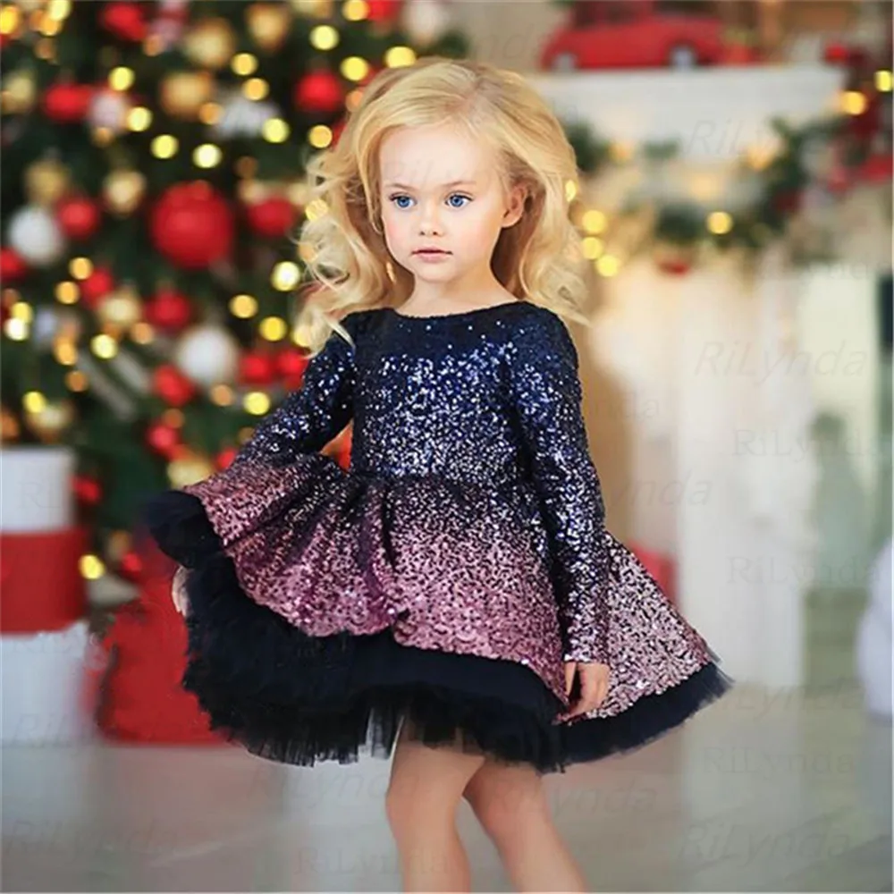 Summer Infant Dress Baby Christmas neonato paillettes Bowknot rosso nero Party Princess Dresses For Baby Girl 1-14st Year Birthday Dr