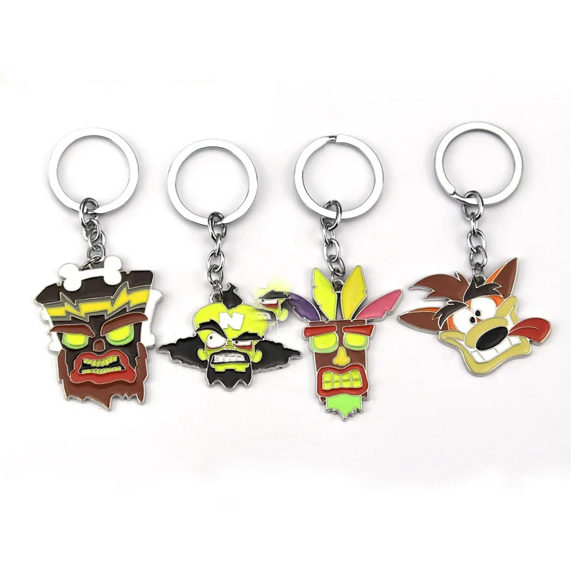 LLavero de juego de Anime Crash Bandicoot, llaveros de animales de dibujos animados, llavero de Metal, bolsa de coche, llavero, joyería