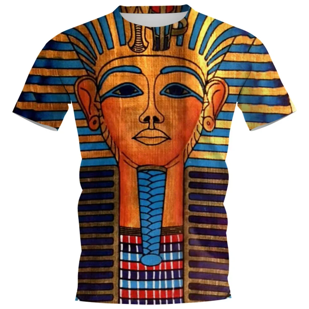 

Summer Ancient Egyptian Pharaoh 3D Printed T-shirt Men's and Women's Round Neck Short Sleeve T-shirt Casual Fashion Street Wear