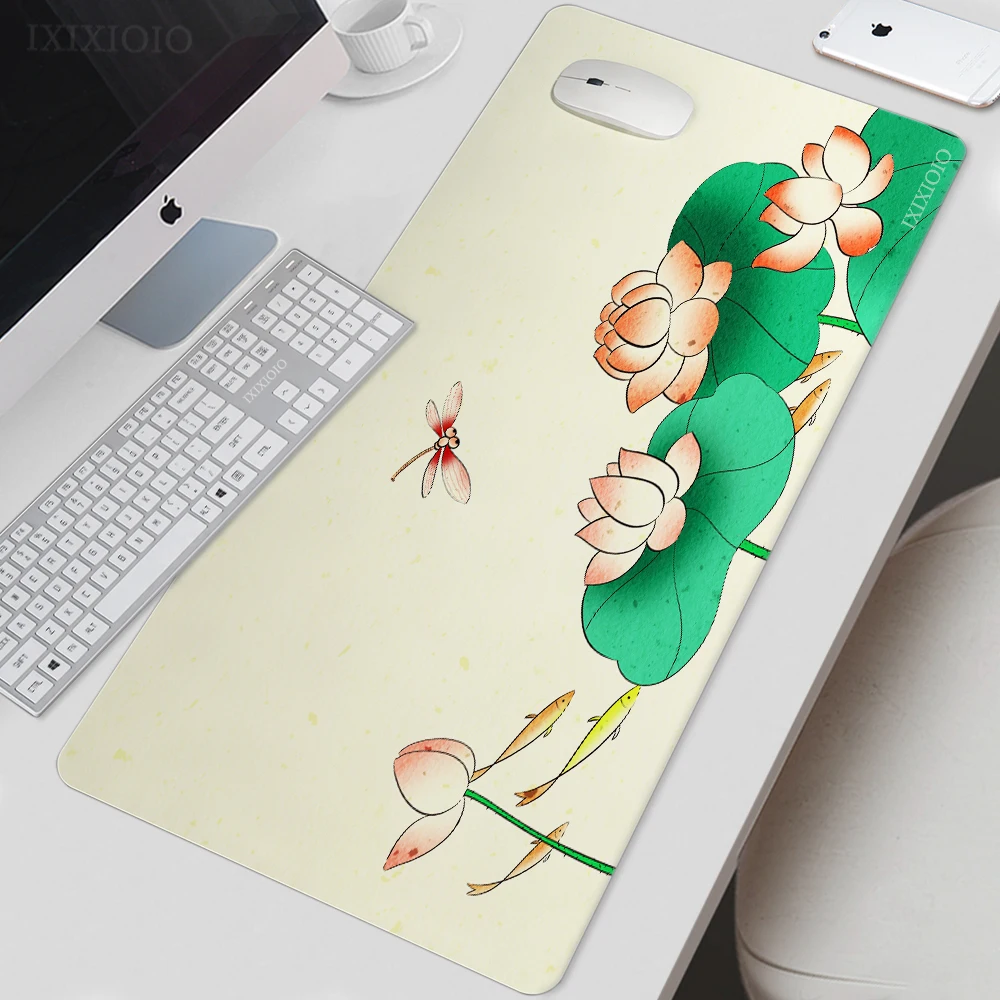 Mouse Pad Gaming Chinese Style Summer Flower XL Computer Mousepad XXL Natural Rubber Non-Slip Gaming laptop Mice Pad