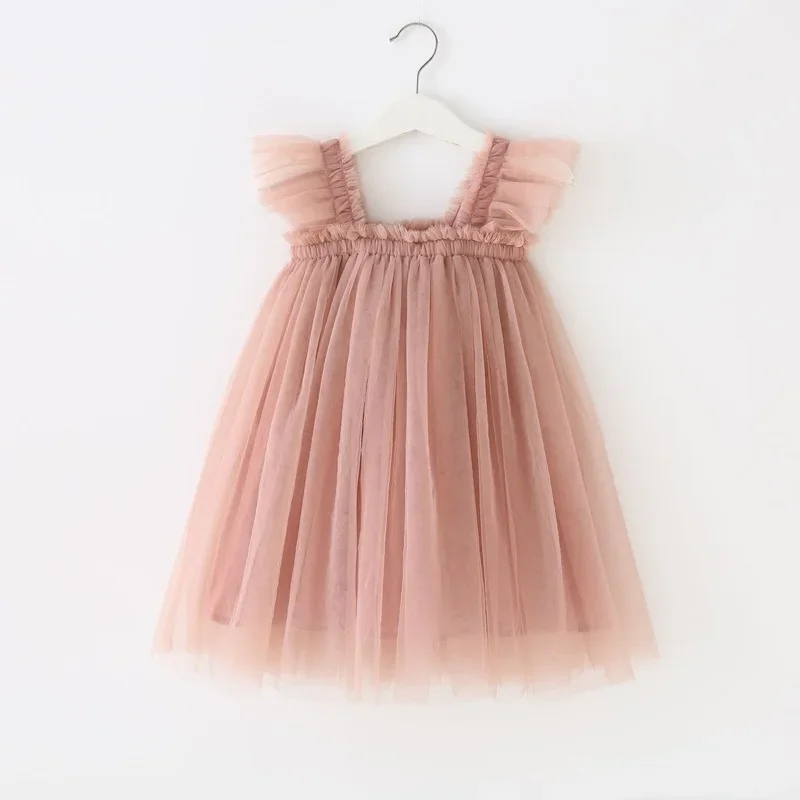 Baby Clothes for Girls Toddler Kids Wedding Princess Mesh Sleeveless Strap Girl Elegant Birthday Dress Tulle Party Dresses