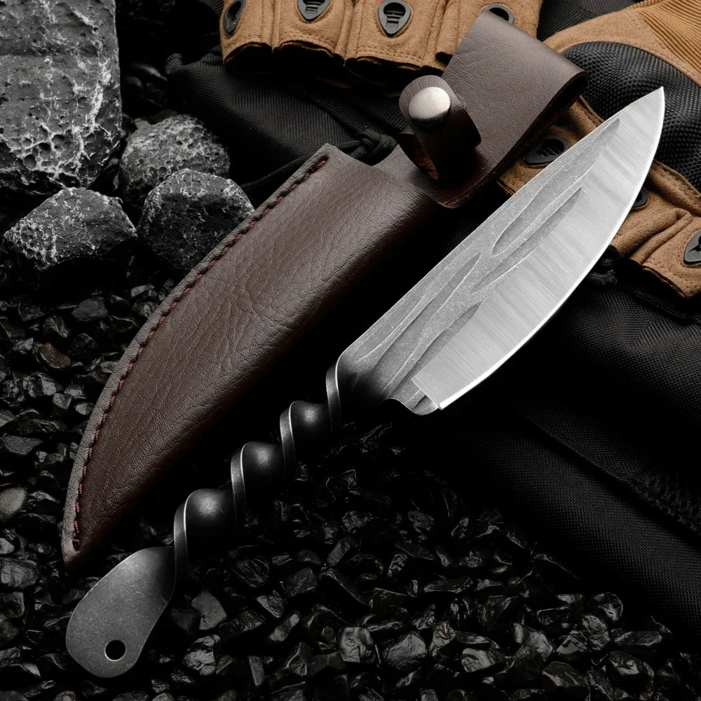 Coltello in acciaio a molle forgiato di alta qualità: la migliore lama di sopravvivenza, caccia e salvataggio per uomo