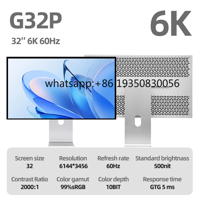 KUYCON G32P Unique Design Concept All-aluminum Alloy Body 5 Ms 500cd/m 32 Inch 6k 60hz Ips Computer  Screen With Bracket