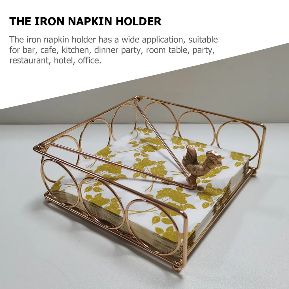 Metal Napkin Holder Stand for Dining Table Kitchen Bar Restaurant Hotel Office Vintage Style Iron Napkin Organizer Stable Flat view 3