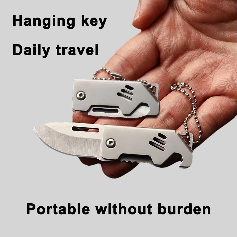 Mini Folding Knife Outdoor Stainless Steel Folding Knife Sharp Camping Knife Key Chain Pendant Hand Tool Pocket Folding Knife