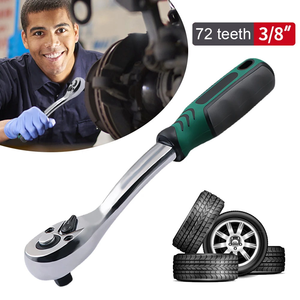 1/4 Inch 3/8inch Multifunctional Socket Spanner Quick-Release 72 Teeth Drive Ratchet Spanner Swivel Ratchet Wrench for Vehicle