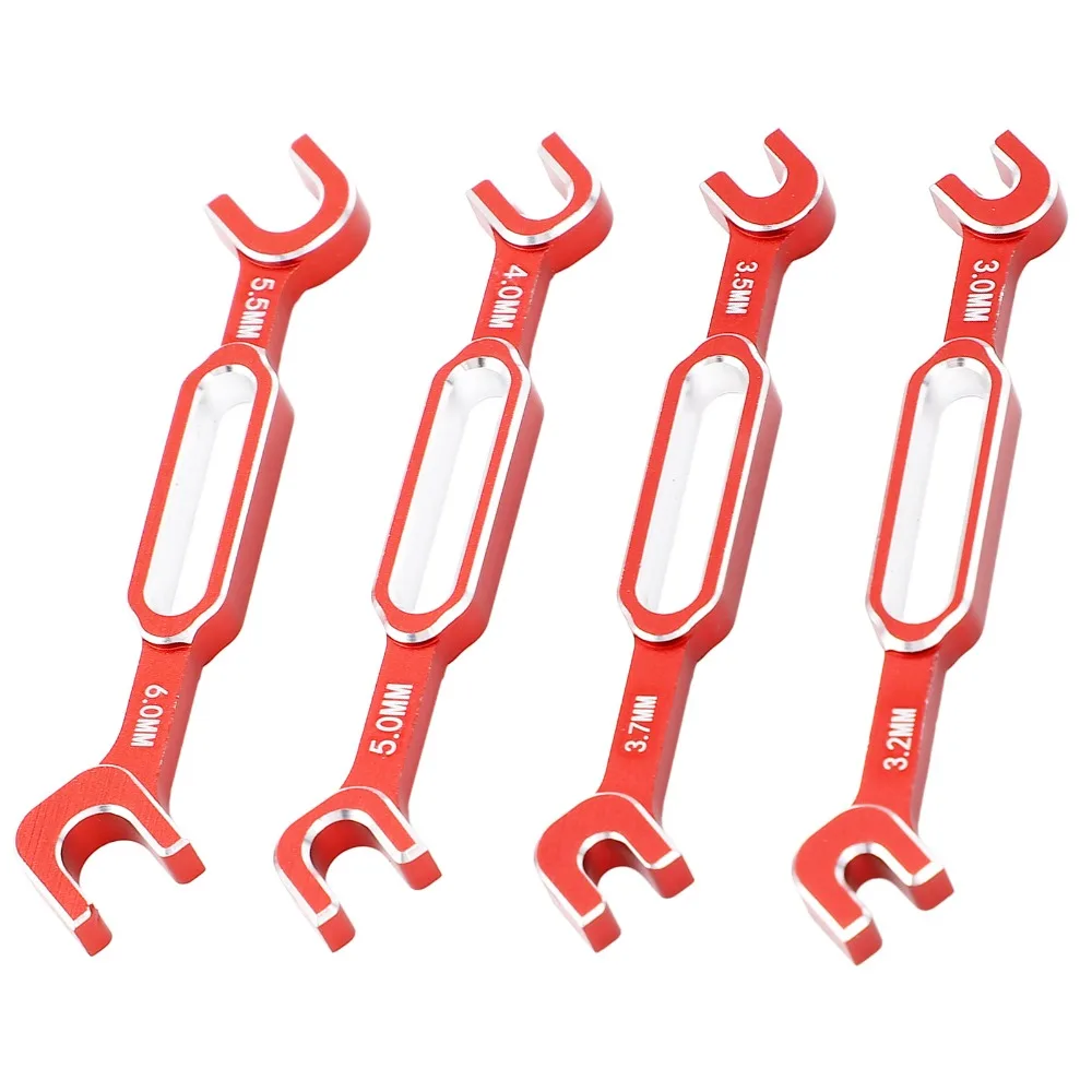 4Pcs/Set Aluminum Alloy RC Car Wrenches 3.0-6.0mm Multifunction Turnbuckle Nut Remover RC Maintenance Spanner For RC Cars