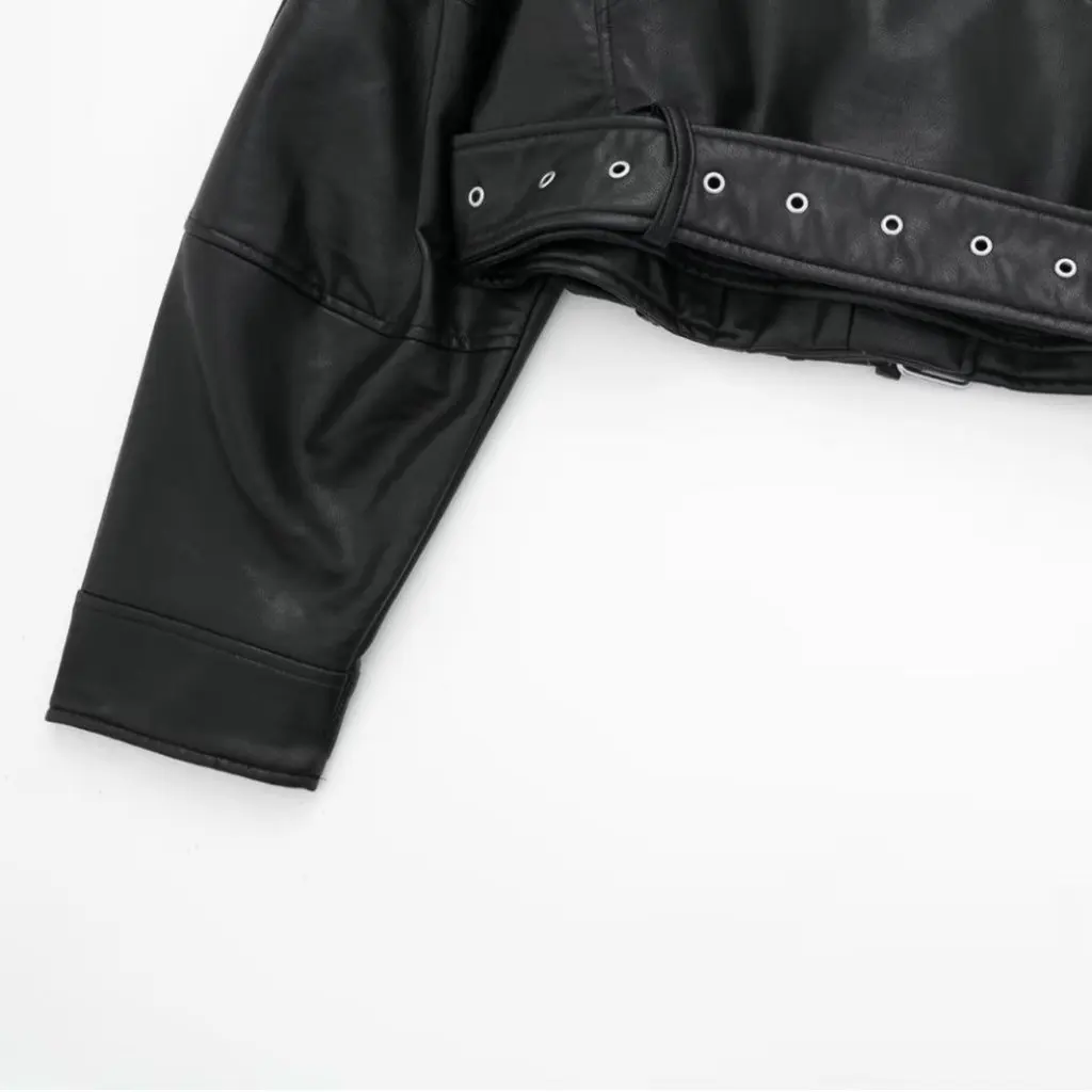 Women's Retro Imitation Leather Short Jacket Coat European And American Style Fashion for