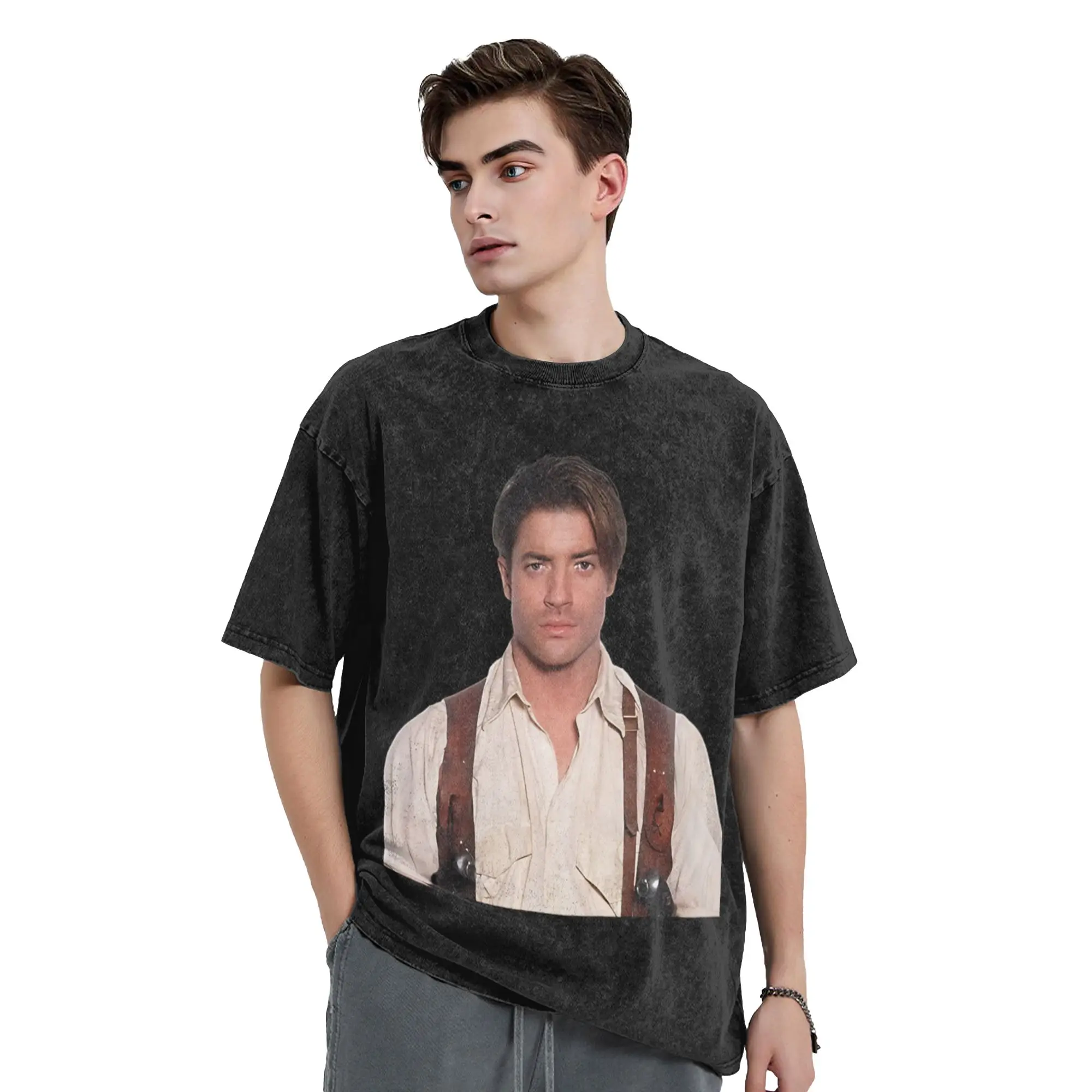 Vintage Daddy The Mummy  Vintage Washed T Shirt Men Cotton Short Sleeve  Round Neck Summer Tops Shirts