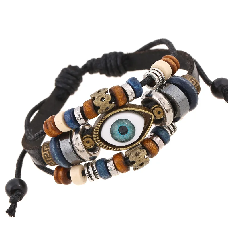Eye Leather Cowhide Bracelets Popular Bransoletki Meskie New Adjustable Lovers Bracelet Cuir Homme Multilayer - zdjęcie 1