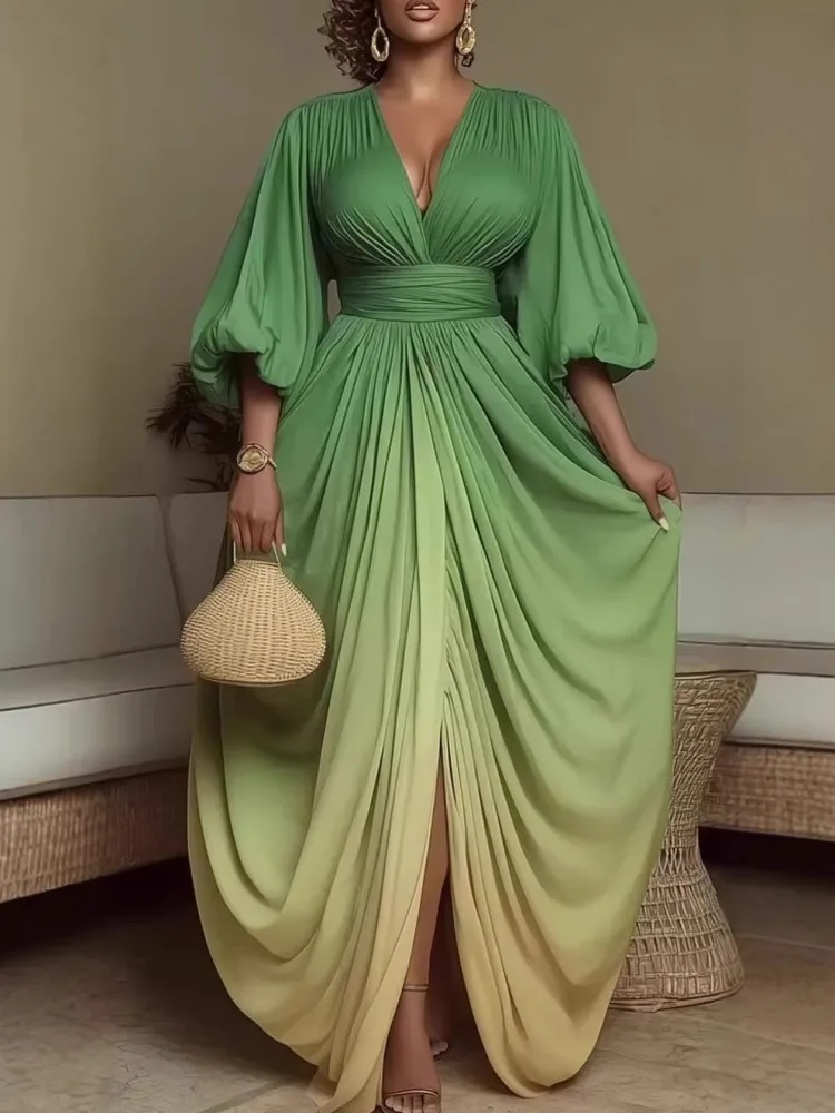 

African Dresses For Women Elegant Spring Summer 3/4 Sleeve Dashiki Maxi Dress Ladies Traditional African Clothing Fairy Dreaes