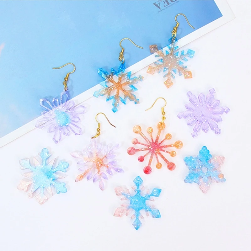 ندفة الثلج قالب من السيليكون عيد الميلاد الراتنج قالب DIYs المفاتيح قلادة حلية