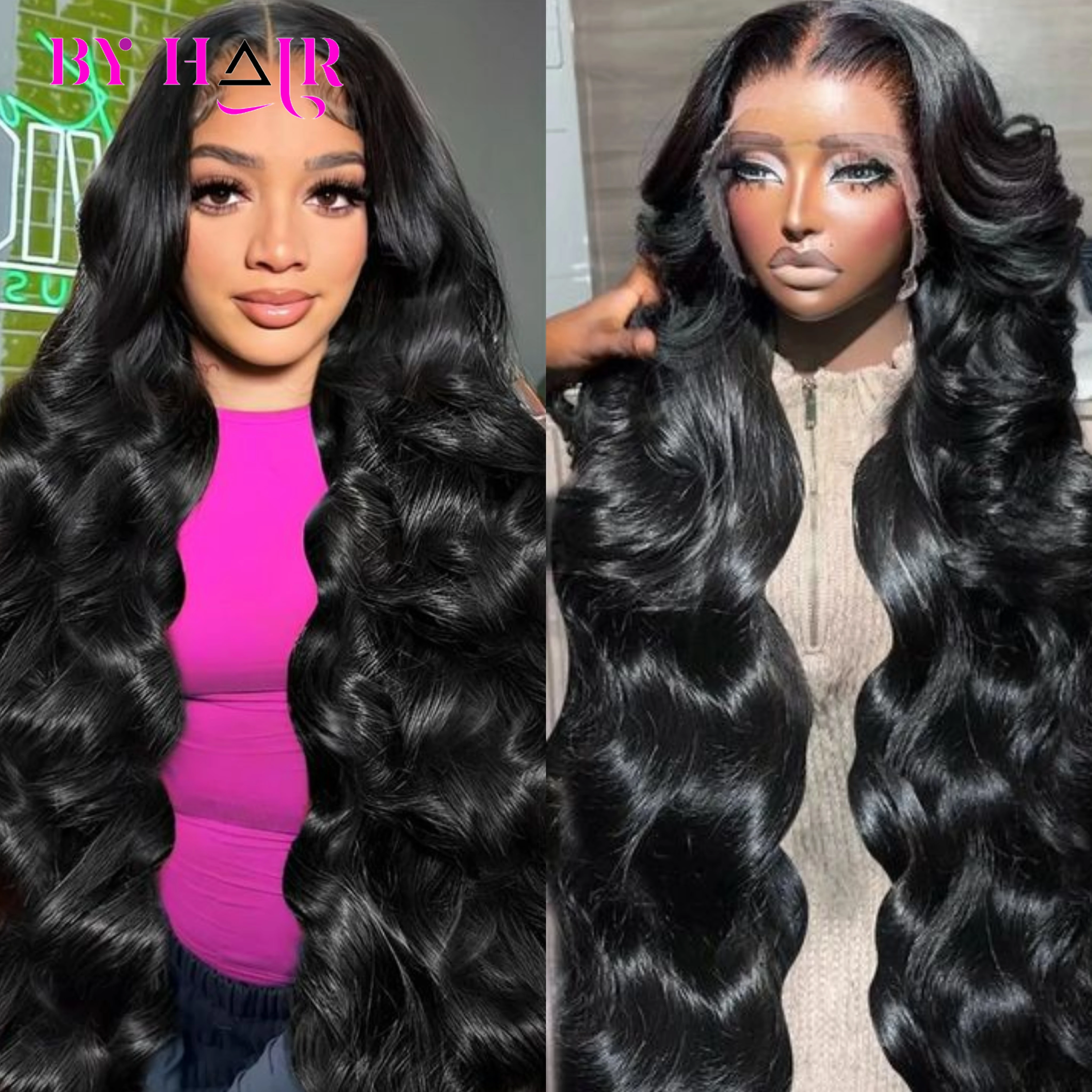 30 32 Inch 13x4 Body Wave Lace Front Wig Pre Plucked Loose Wave Transparent Lace Frontal Wig 100% Human Hair Wig For Black Women