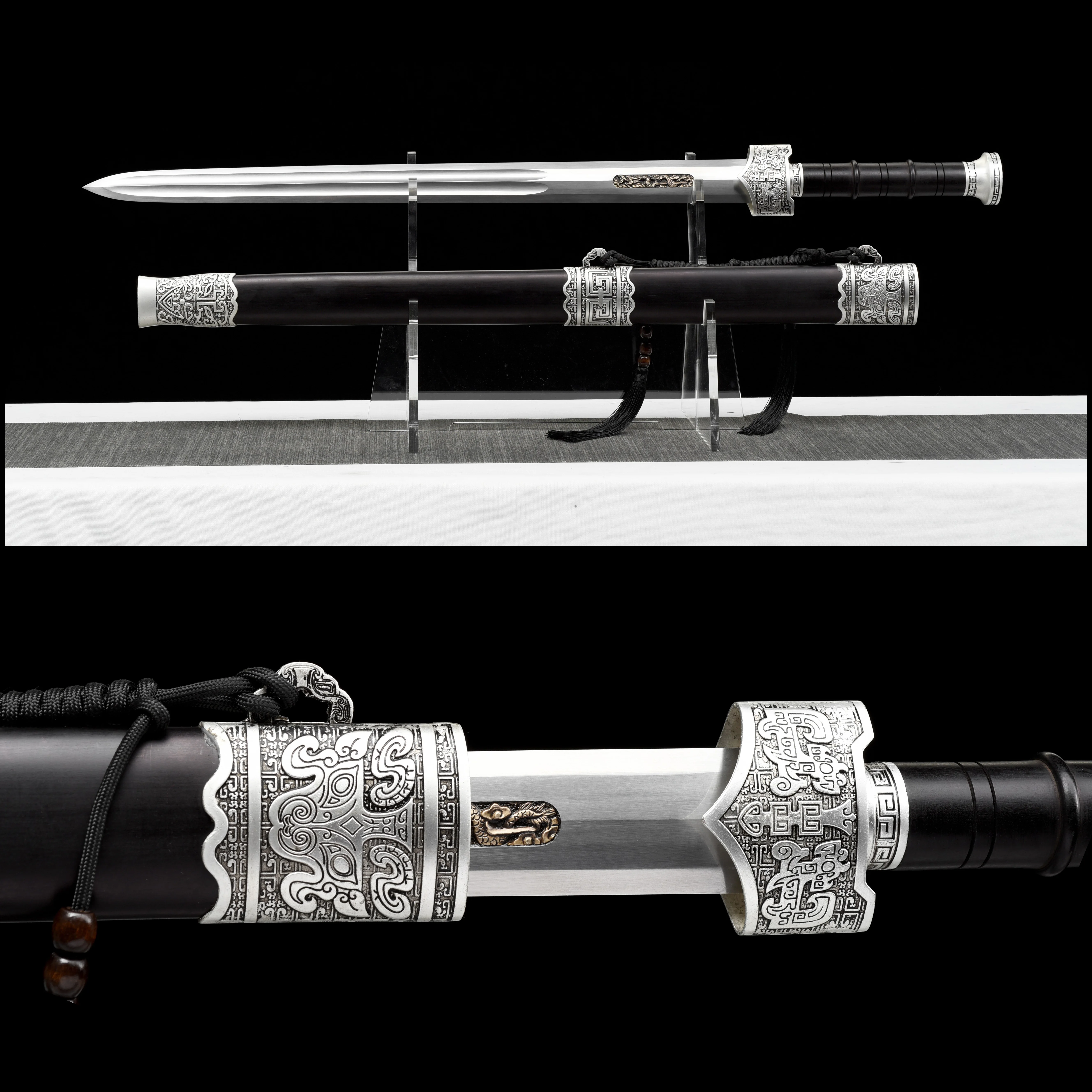 90cm Medieval Zhao Yun Floating Dragon sword Damascus Steel battle preparation King Sword Blade Knight weapon katana