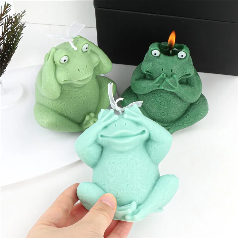 3D Cute Frogs Candle Silicone Mold DIY Animal Aromatherapy Candle Plaster Craft Soap Epoxy Resin Mould Making Supplies Tool