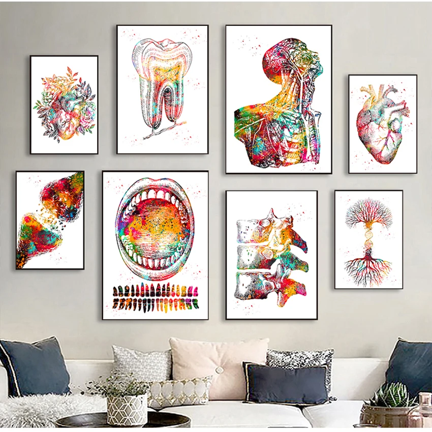 Carteles de imágenes de Oficina de Educación Médica, pintura en lienzo, sistema muscular de Anatomía Humana, impresión artística, pintura de figura humana de acuarela