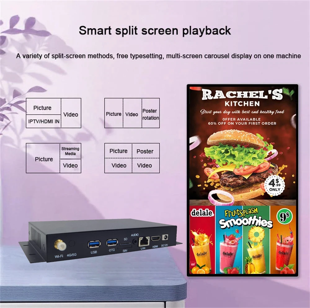 RK3588 Android 4K UHD HD-MI OUT und IN 4G Player mit 4+64G Wide-Area-Netzwerk CMS Digital Signage Media Player – Detail 4
