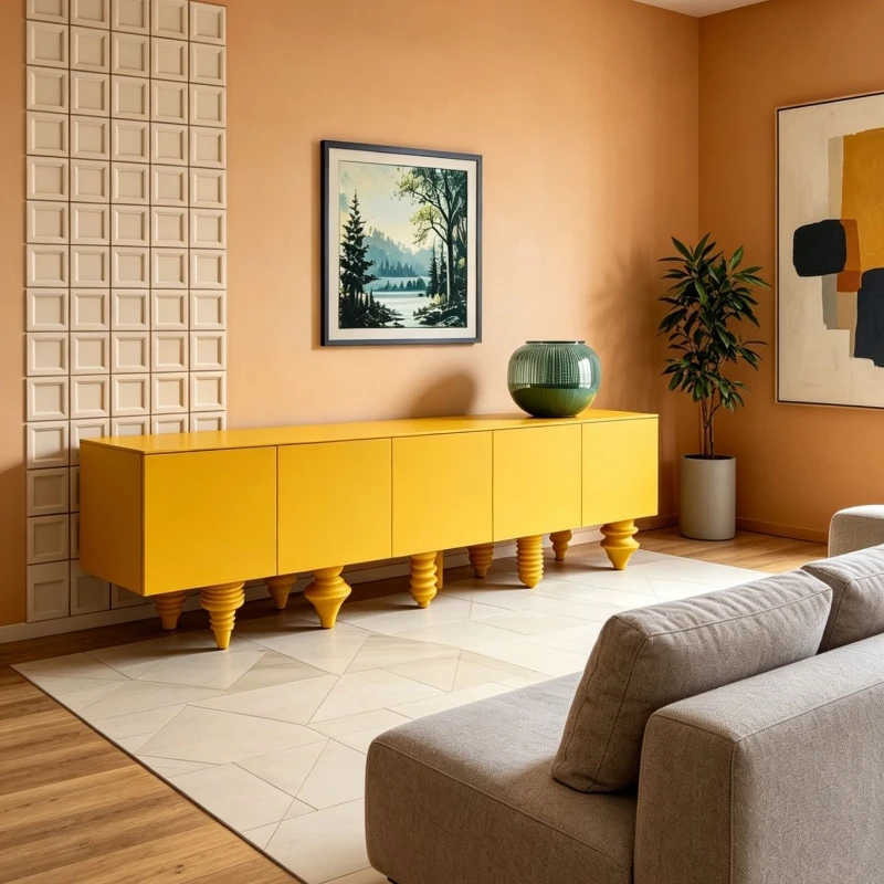 

Nordic paint TV cabinet living room solid wood audio-visual cabinet