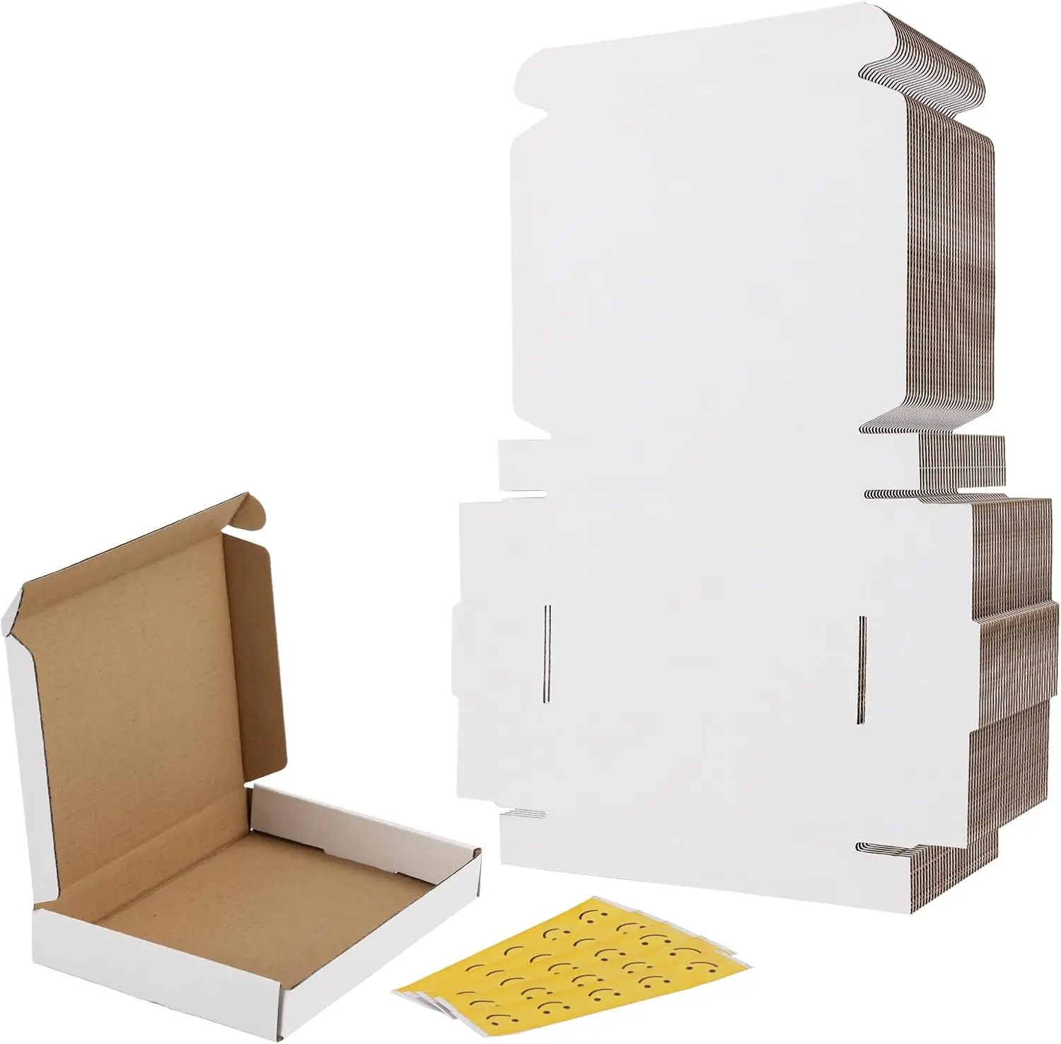 

30 Pack 7x5x1 Corrugated Mailer Boxes, White Cardboard Shipping Box for Small Items