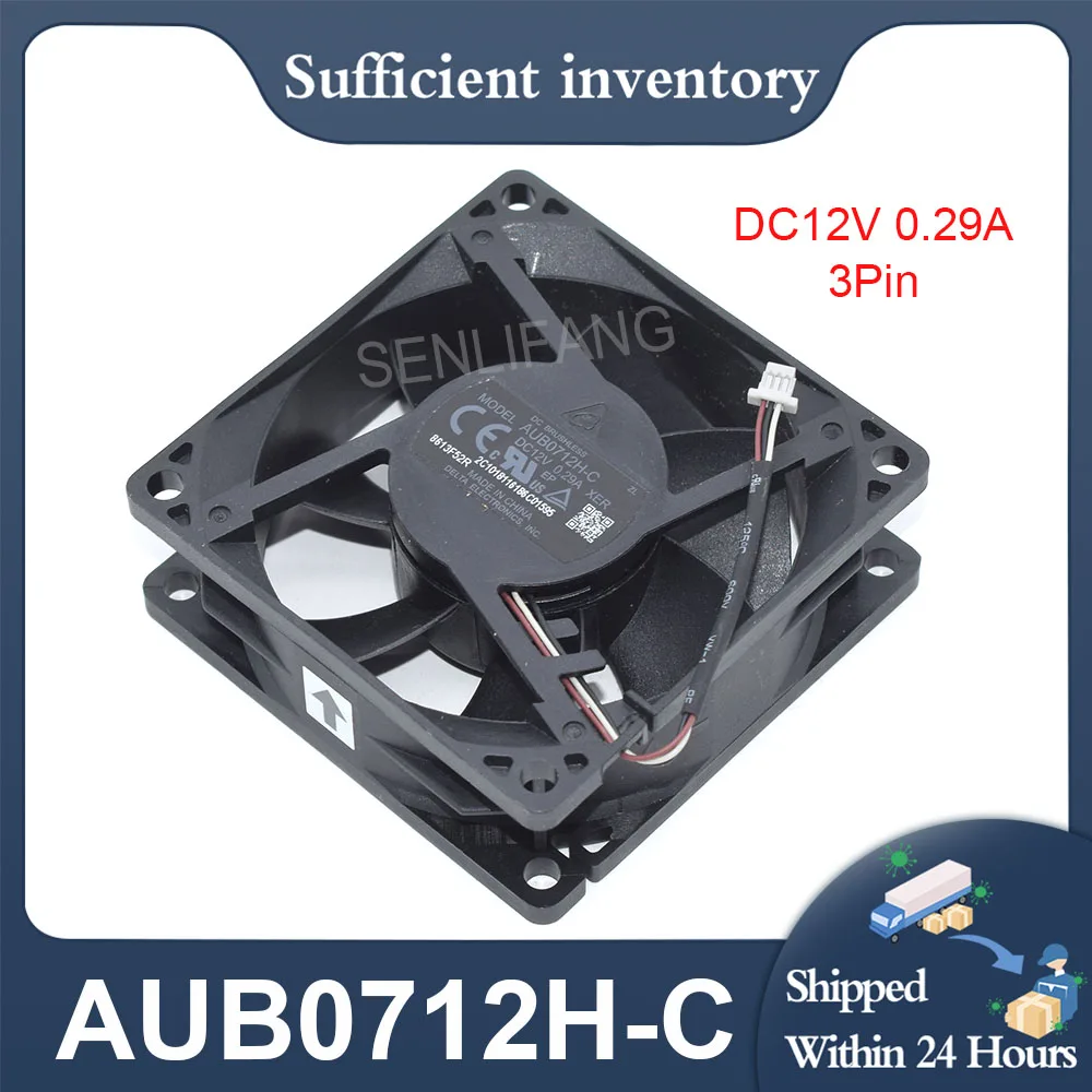 New AUB0712H-C XER DC12V 0.29A 70x70x25mm 3Pin For Delta Server Square Cooling Fan