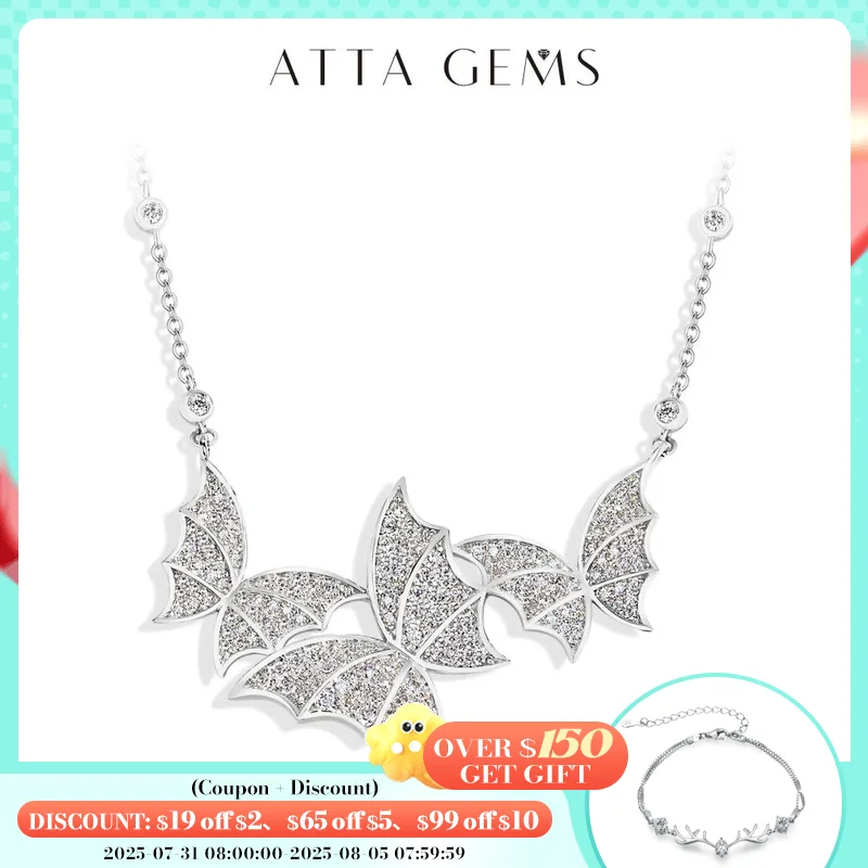 

ATTAGEMS Elegant Butterfly Moissanite Necklace For Women S925 Silver VVS1 Lab Diamond luxury Wedding Bride Jewelry Gift Hot Sale