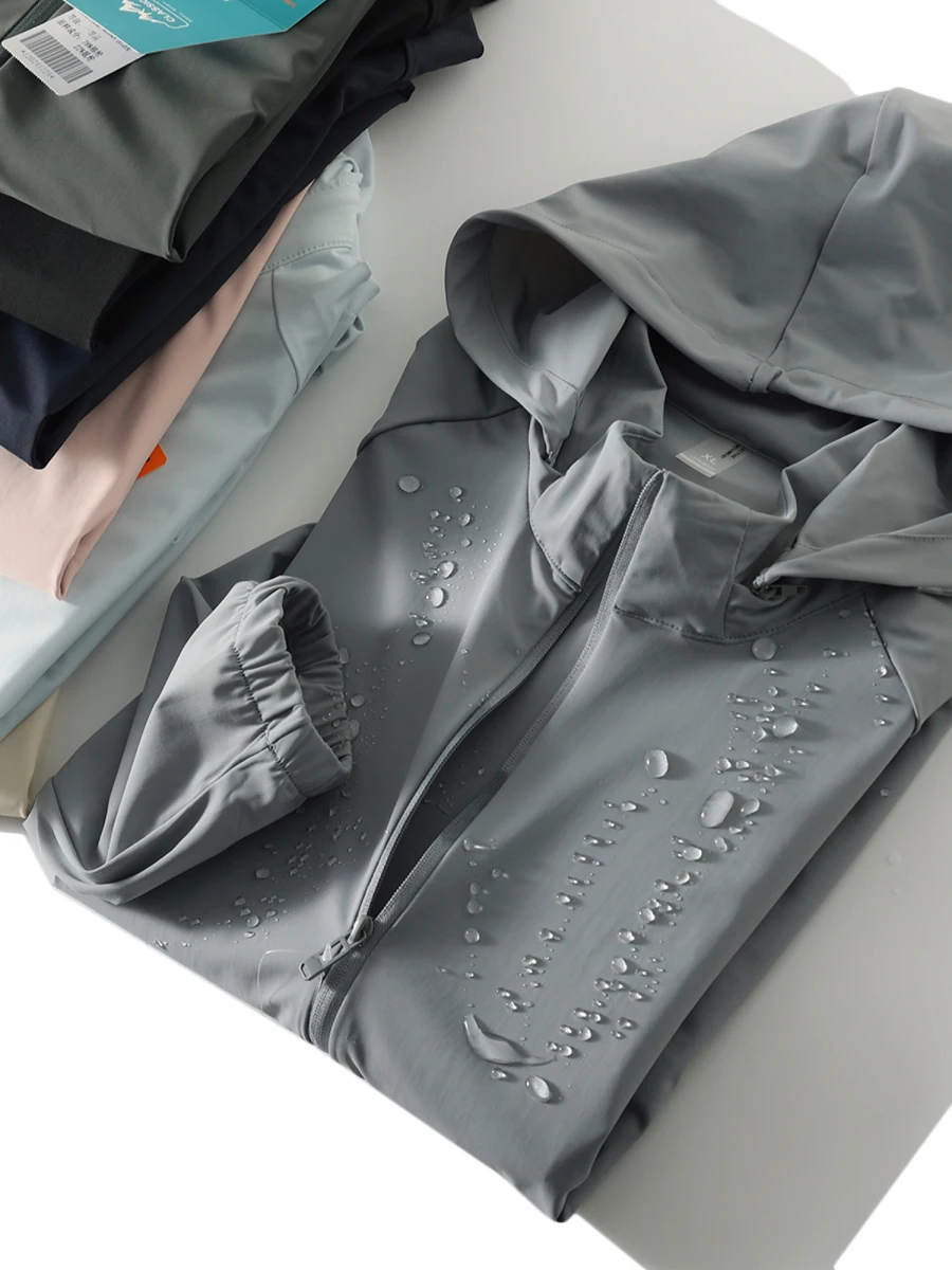 

Ice Silk High Elastic Thin Jaet ex Summer Removable Cap Pure Color Skin Friendly Sun Protection Clothes for Couples