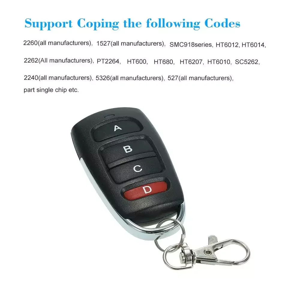 Garage Remote Control Self-Copying Fixed Learning Code Remote Control 433MHZ Command ABCD Buttons Handheld Transmitter Garage image 3
