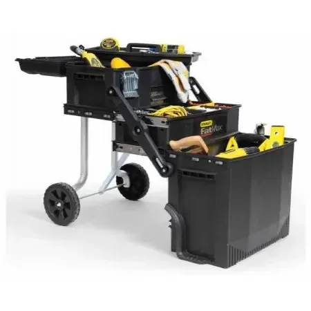 4-in-1 plastic tool box kit Stanley Fatmax style trolley  stackable drawer  tool box cart with wheels