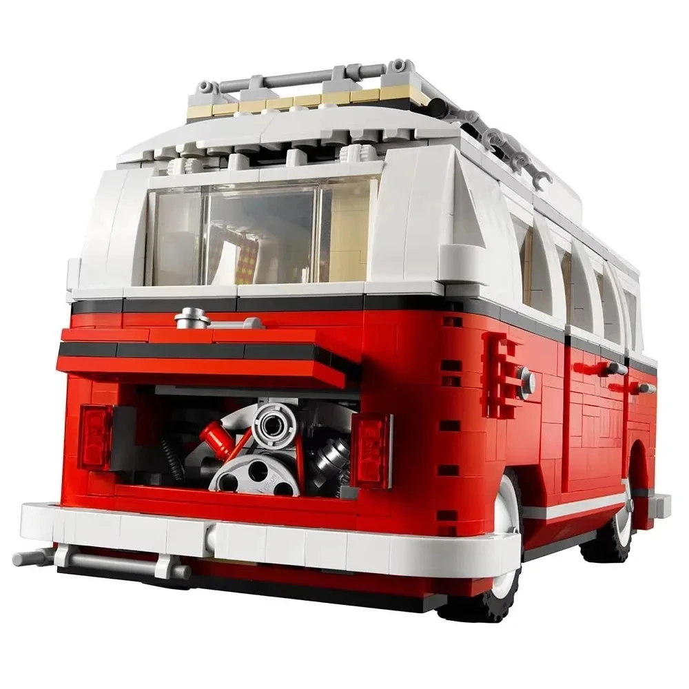Spot: camper brick, creative bus, T1 green picnic cart, building blocks for boys and girls, children's birthday gifts
