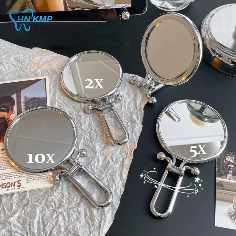 Portable Foldable Mirror Double-Sided 2x/5x/10x Magnification 360° Rotation Handheld Table Standing Makeup Tool
