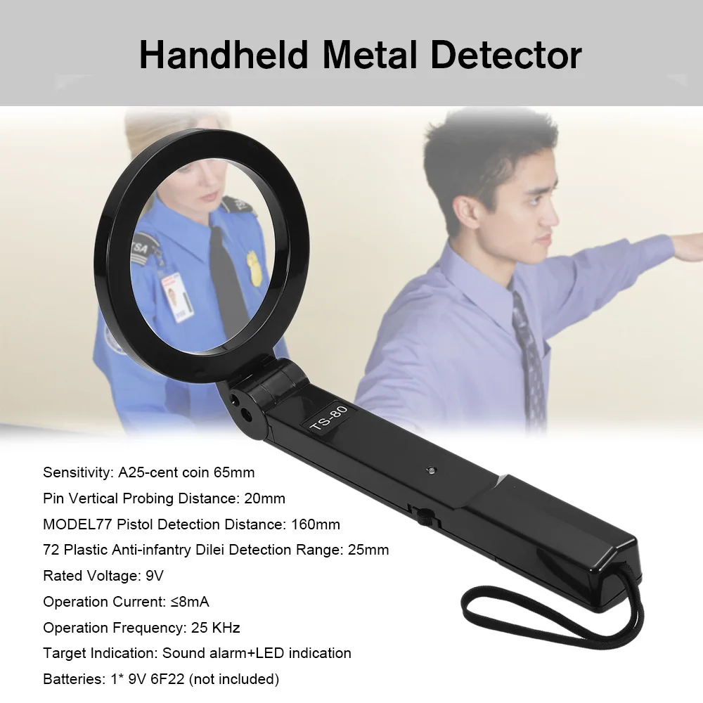 TS-80 Professional Portable Metal Detector Scanner Airport Train Station Dock Security Inspection