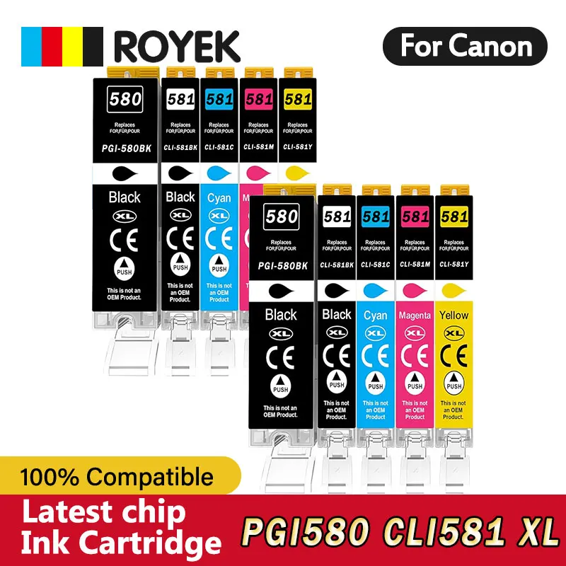 

Чернильный картридж ROYEK PGI-580 XL CLI581 XXL для принтера Canon 580 581, совместимый с TS8150 TS6150 TS8250 TS6151 TR8550 7550 8151 9150