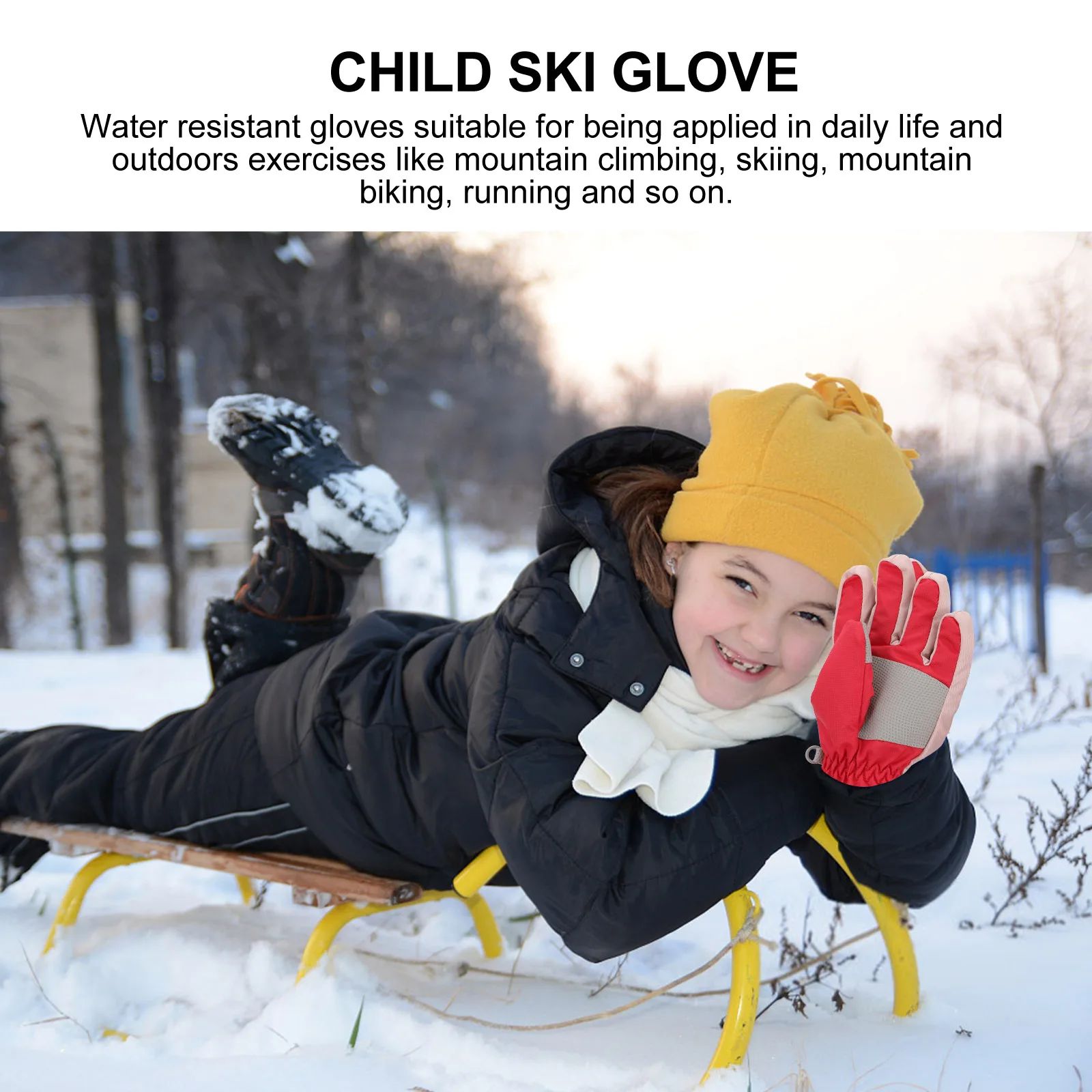 

Water Resistant Ski Gloves for Kids Children Keep Warm Mittens Black Gloves Winter Outdoor Activities