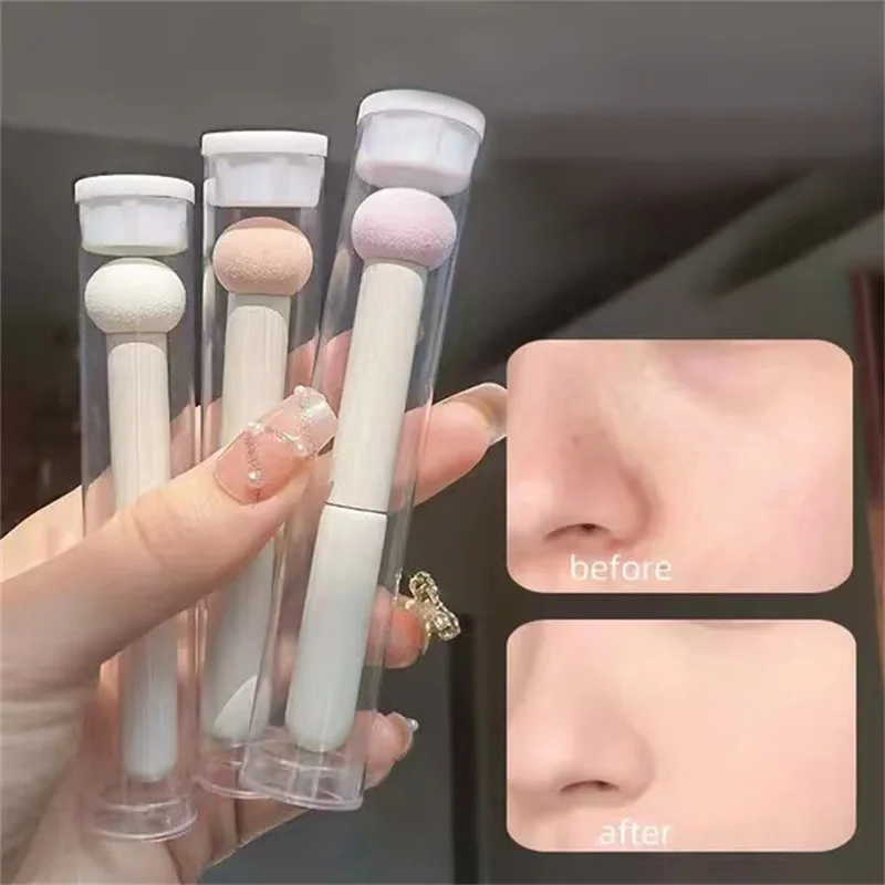 1pc corretivo escova capa círculos escuros cabeça de cogumelo mini esponja escovas ferramentas cosméticas portáteis branco rosa amarelo portátil