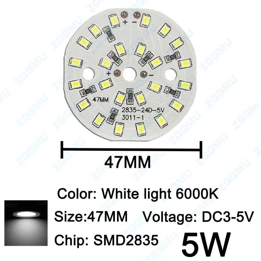 Painel de lâmpada led redondo dc5v, painel de lâmpada led de alumínio redondo com destaque branco quente 3w 5w 10w smd5730 smd2835 com 10 peças