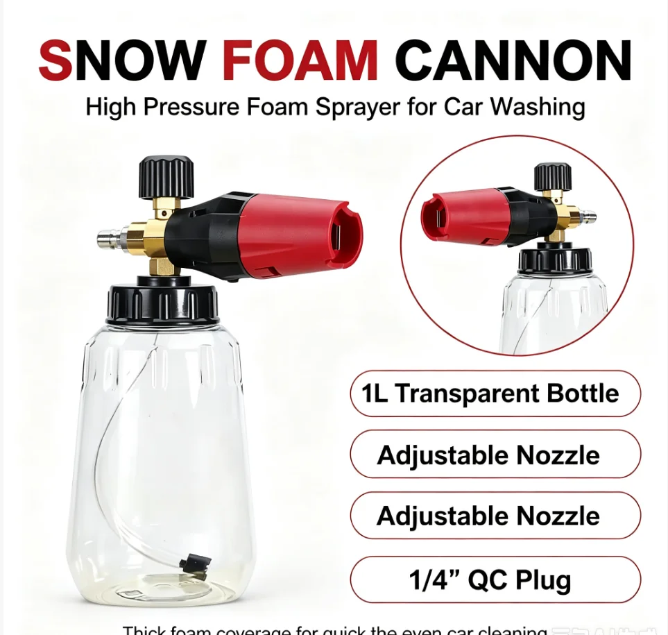 Clear Soap Bottle Foam Cannon With 1/4 Inch Quick Connect For Pressure Washer Car Cleaning Tool