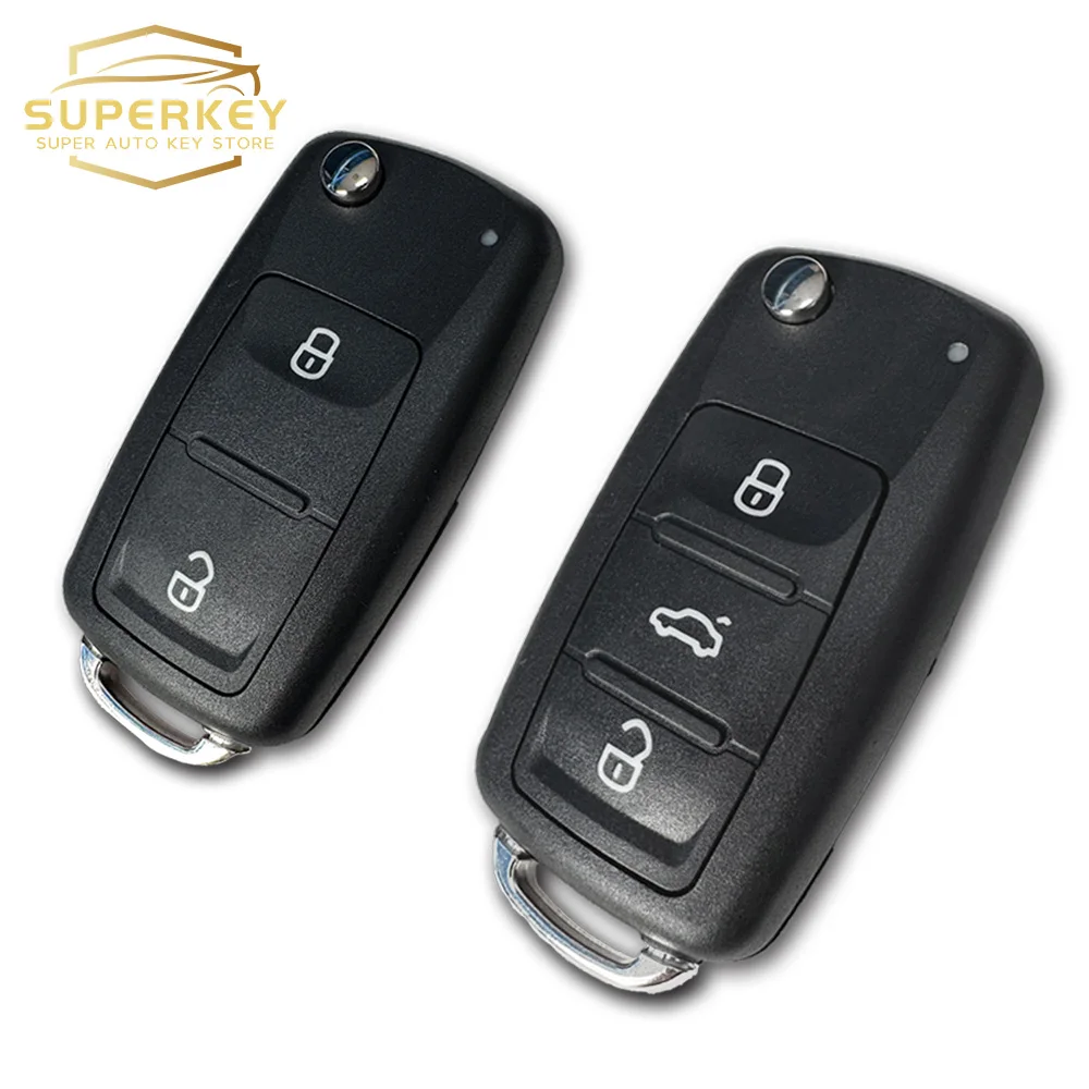 

SUPERKEY 5K0837202AD Flip Key Dhell HU66 Key For VW Passat Polo Golf VOLKSWAGEN Skoda 2 3 button Remote Car Key Case Cover
