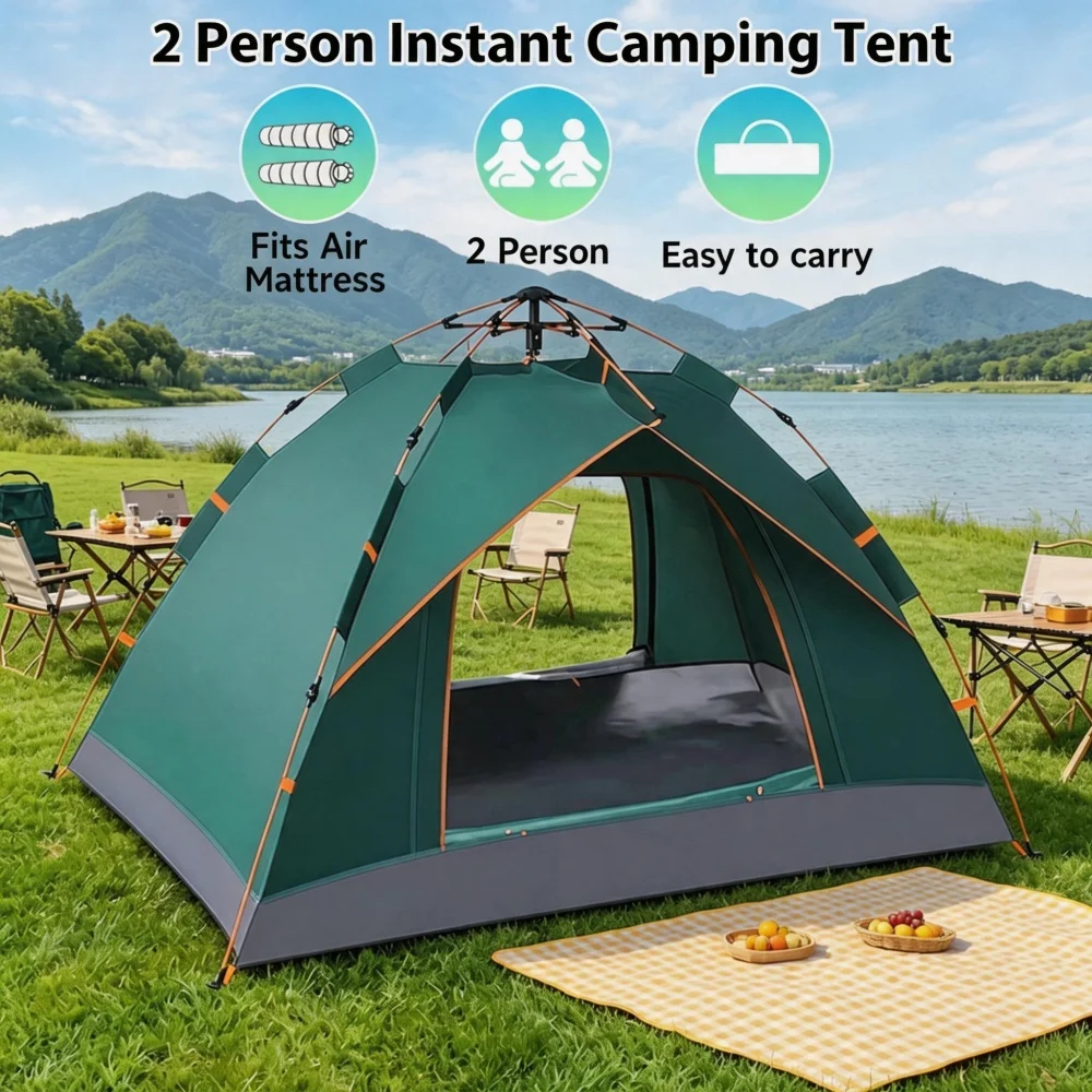 Carpa de camping automática de apertura rápida para dos personas, carpa familiar para viajes al aire libre, 200 x 150 x 110 cm