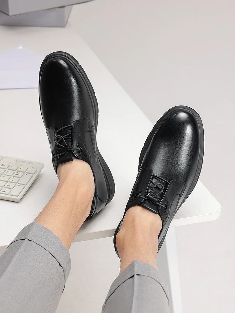 أحذية جلدية رجالية أنيقة من أوكانج، أحذية رسمية ذات نعل ناعم ومقدمة مدببة، شحن من المتجر، تصميم جديد للخريف، أزياء شبابية عصرية #5